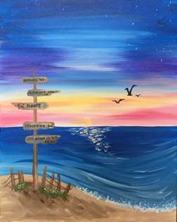 Beach Signs at Sunset