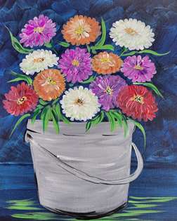 Bucket of Zinnias