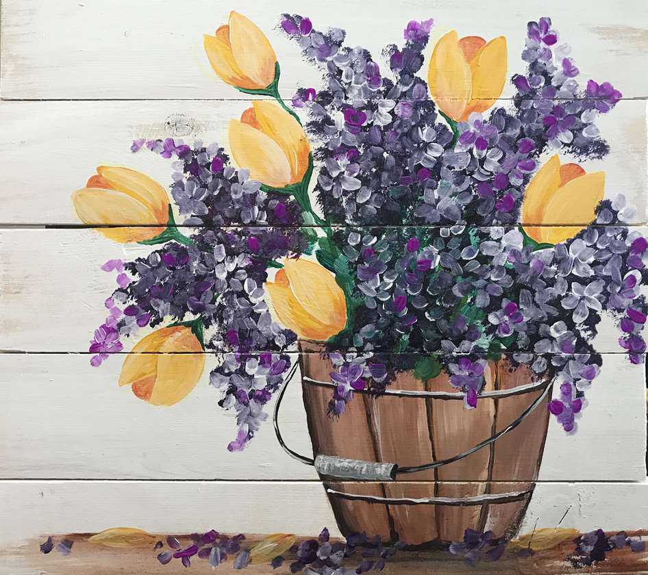 Country Tulips Wood Pallet
