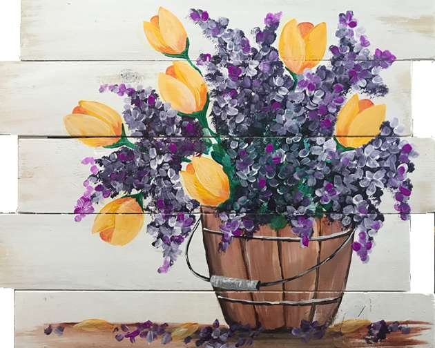 Country Tulips Wood Pallet
