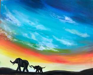 Elephants at Dusk 