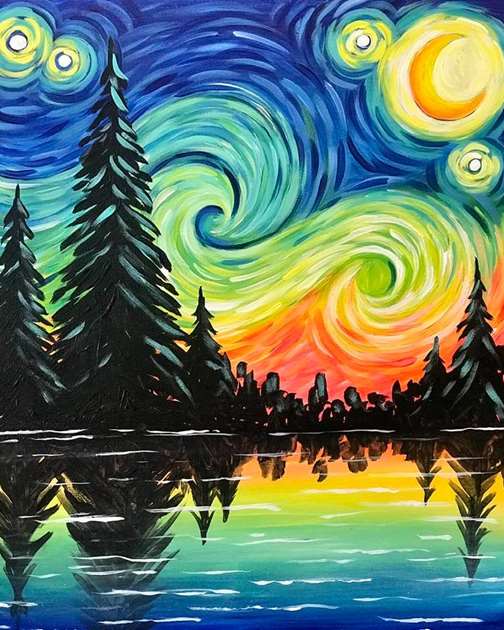 Starry Night Lake View