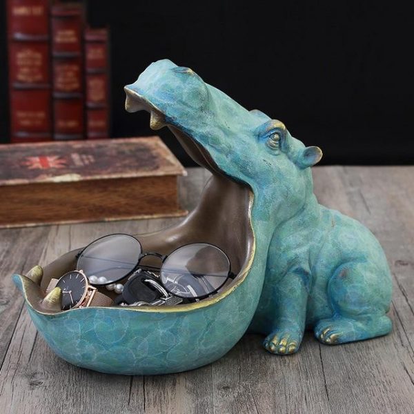 Big Mouth Hippo Ceramic Storage Figurine Key Bowl