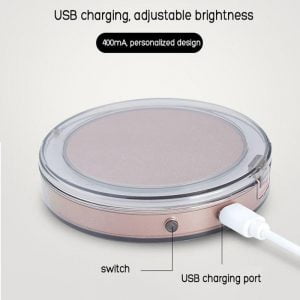10 Lights LED Mini Travel Makeup Mirror 1X 3X Magnify Portable Micro USB Rechargeable