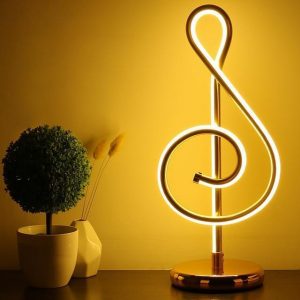 21W Modern Golden Music Note Bedroom LED Desk Lamp Bedside Decoration Night Light