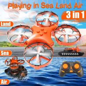 3-in-1 Flying Air Water And Land Hovercraft RC Drone RTF Quadcopter