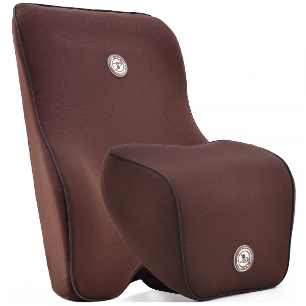 Orthopedic Memory Foam Lumbar Back Support Cushion & Headrest Pillow