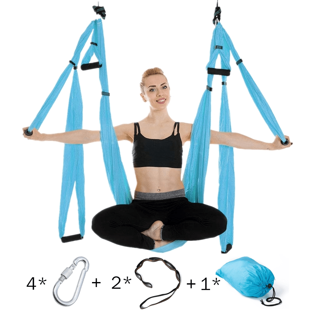 Yogabody Yoga Trapeze Swing/Sling/ Inversion Therapy Tool, Blue/Green,  aerial pilates gymnastics