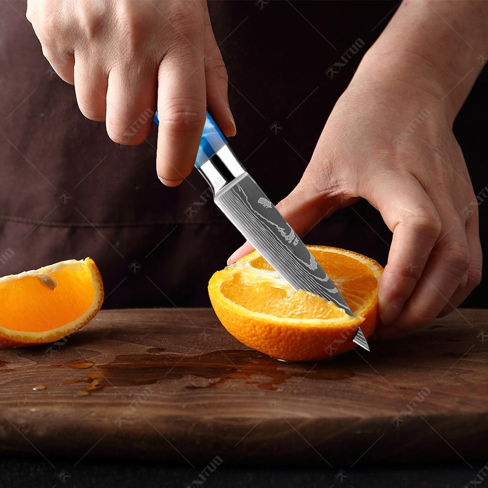 Deep Blue 8 inch Damascus Chef Knife with Resin Handle – Zeekka