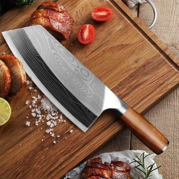 Chef Knife, Damascus Chef Knife, Butcher Knife, Wood Handle Cleaver Meat Chopping Knife