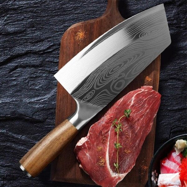 Chef Knife, Damascus Chef Knife, Butcher Knife, Wood Handle Cleaver Meat Chopping Knife