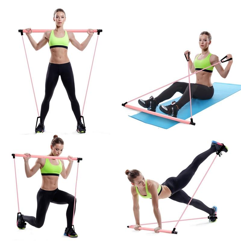 Full Body Workout With Portable Pilates Bar Kit with Resistance Bands