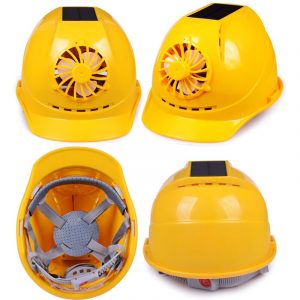Vented Construction Hard Hat Helmet with Solar Powered Fan