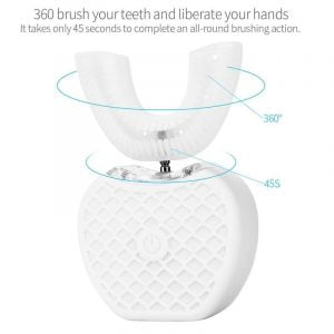 Automatic 360 Degree U Shape Ultrasonic Electric Toothbrush - Bluelight Teeth Cleaning Whitening