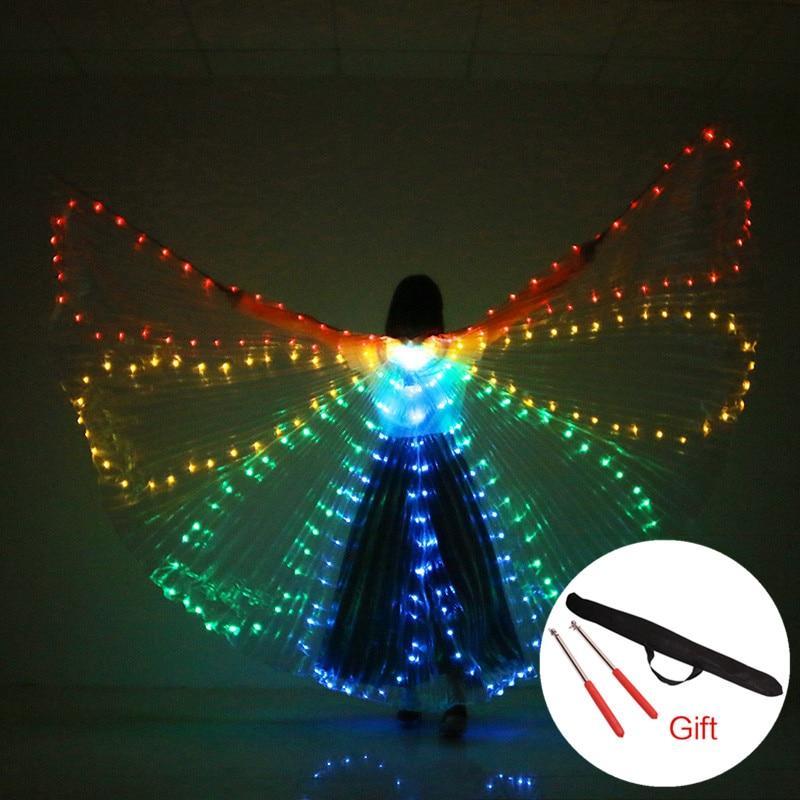 LED Light Butterfly Wings Costume Rainbow Color Dance Performance Cloak  Props