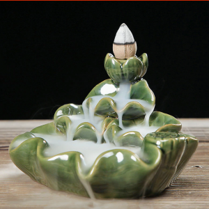 The Green Lotus Aromatherapy Waterfall Incense Burner For Gift, Home And Office With 20 Incense Cones