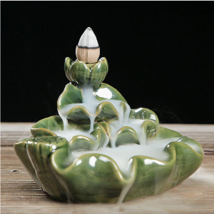 The Green Lotus Aromatherapy Waterfall Incense Burner For Gift, Home And Office With 20 Incense Cones