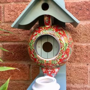 William Morris Teal Teapot Bird House And Feeder