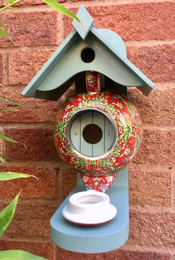 William Morris Teal Teapot Bird House And Feeder