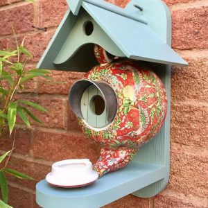 William Morris Teal Teapot Bird House And Feeder