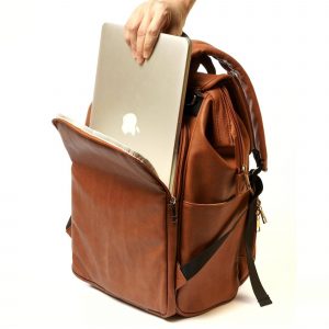Elegant Leather Diaper Bag Backpack - Vegan & Full Grain Leather