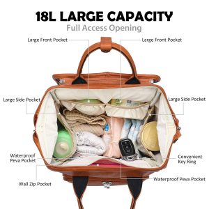 Elegant Leather Diaper Bag Backpack - Vegan & Full Grain Leather