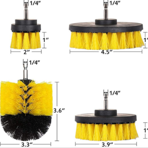 MPM 4 Piece Drill Brush Cleaning Attachments Set All Purpose Scrubber with  Extend Long Attachment for Grout Tiles Sinks Toilet Kitchen Tub Car