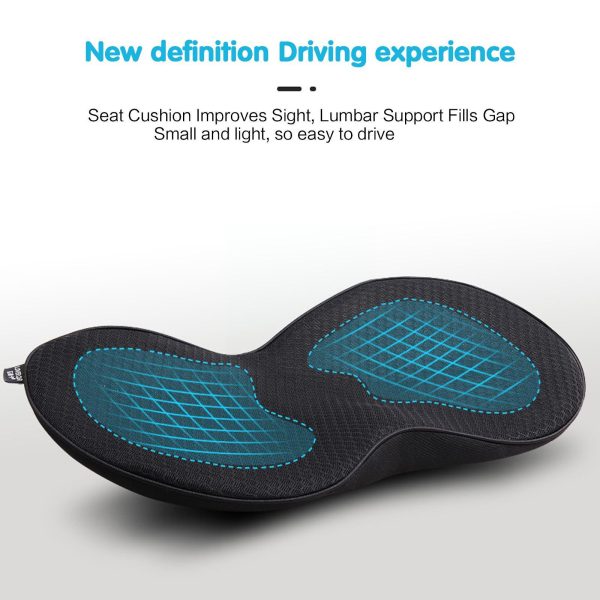 2 In 1 Car Seat Cushion Driver Seat Memory Foam Cushion Cushion Pillow Cushion Protection Waist Breathable Increase Hip O1Y6