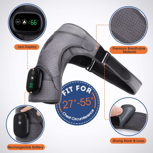 Heating Vibration Massage Electric Shoulder Brace Support Belt Therapy For Arthritis Joint Injury Pain Relief Rehabilitation Pad