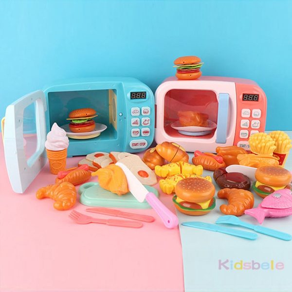 Kid'S Kitchen Toys Simulation Microwave Oven Educational Toys Mini Kitchen Food Pretend Play Cutting Role Playing Girls Toys