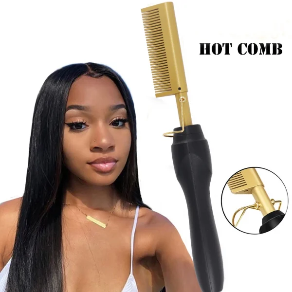 Portable Travel Pressing Comb With Anti-Scald Design Straightening Brush Heating Comb Hair Curling Iron Curler Comb