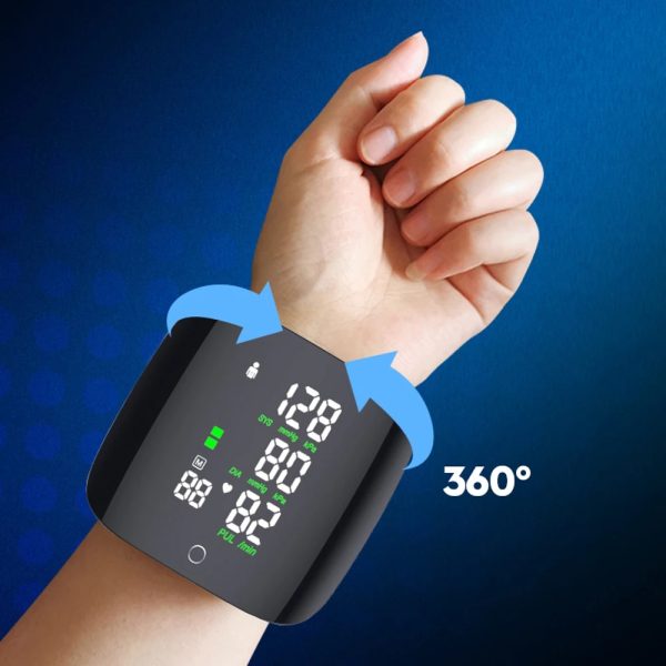 Smart Touch Lcd Screen Wrist Blood Pressure Monitor Digital Voice Chargeable Automatic Tonometer Heart Rate Sphygmomanometer