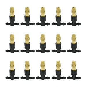 15-250Pcs Micro Drip Irrigation Misting Brass Nozzle Garden Spray Cooling Parts Copper Sprinkler With Thread Barb Tee Connector