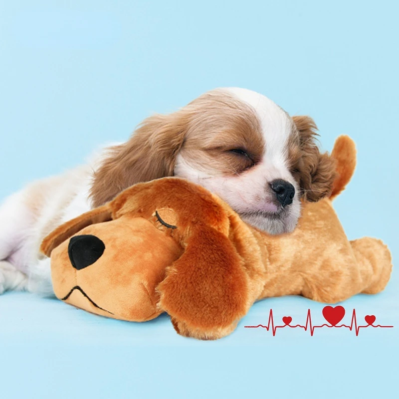 OKAMDERT Dog Heartbeat Toy,Puppy Separation Anxiety Toy, Puppy Behavioral  Training Aid for Dog Sleep Aid Plush, Pet Companion Smart Dog Toys，Brown