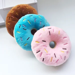 Soft Dog Donuts Plush Pet Toys For Dogs Chew Cute Puppy Squeaker Sound Toys Funny Puppy Small Medium Interactive