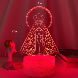 3D Led Night Light Our Lady Aparecida For Church Decoration Lights Cool Gift For Faith Usb Battery Powered Table Lamps