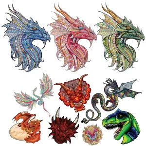 Top Quality Wooden Animal Jigsaw Puzzles Advanced Dragon Dinosaur 3D Puzzle Beautiful Animal Montessori Toy For Adults Kids