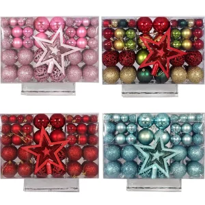 101Pcs Christmas Ball Star 6Cm /3Cm Plastic Hollow Matte Christmas Ball Ornaments Christmas Tree Decorations For Xmas Party