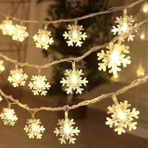 Snowflake Christmas Lights Warm White String Fairy Lights For Bedroom Room Party Home Xmas Decor Indoor Outdoor Tree Decorations