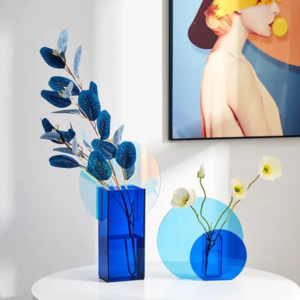 Colorful Acrylic Vase Minimalist Art Home Decor Living Room Flower Arrangement Nordic Style Ornament Office Desktop Decoration