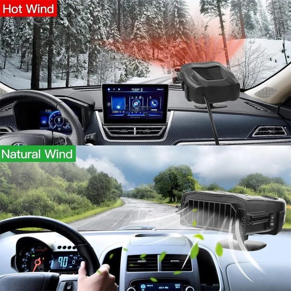 12v 150w Car Heater Fan, Winter Windshield Defogger and Defroster Car Seat, Warmers 2 in 1 Portable Car Heater