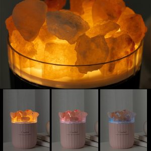 Crystal Aromatherapy Humidifier with Colorful Salt Stone Lamp
