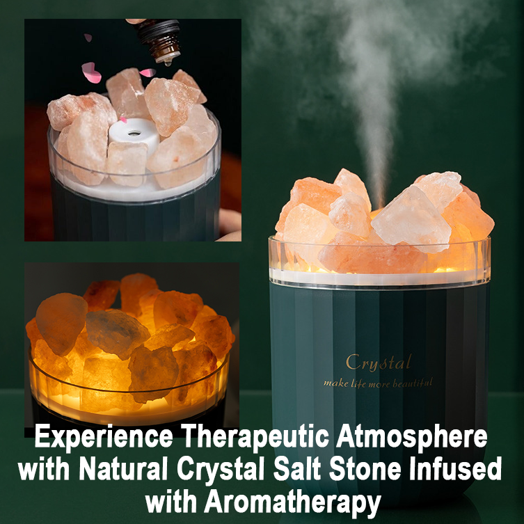 Crystal Aromatherapy Humidifier with Colorful Salt Stone Lamp