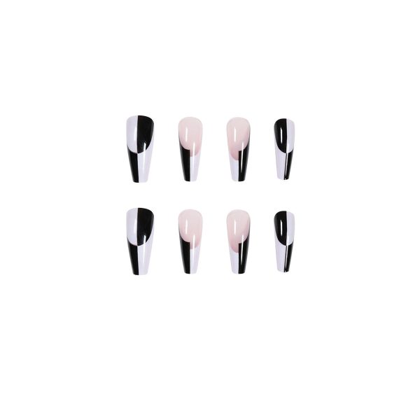 Black And White Long Nails Removable Nail Tip