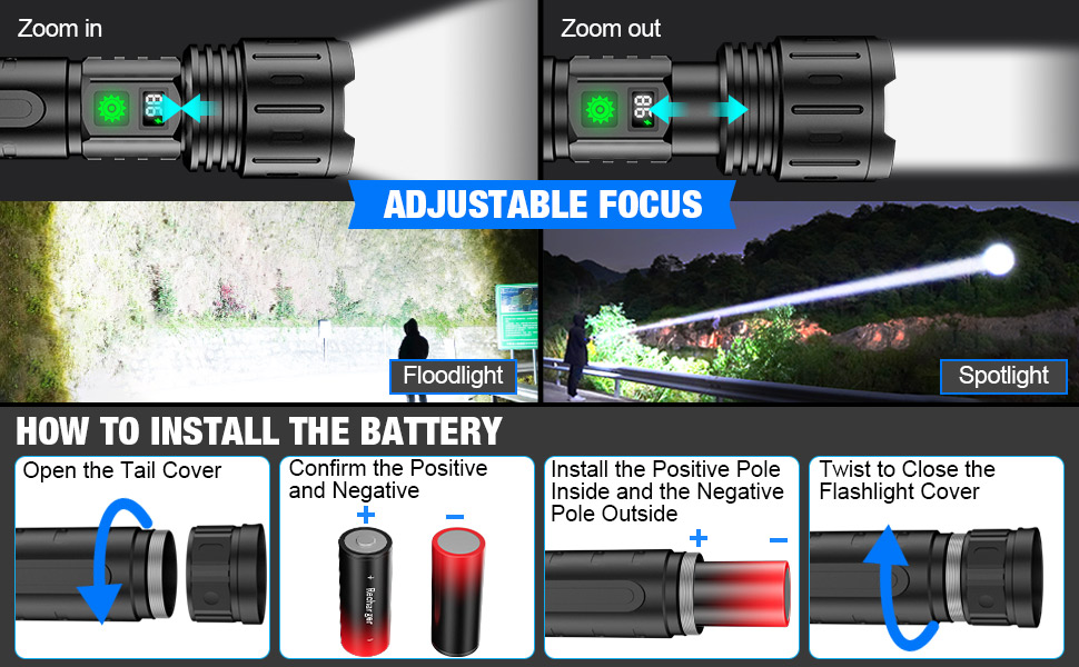 100000LM Super Bright Rechargeable Tactical LED Flashlight