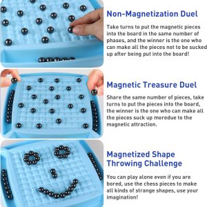 Magnetic Chess Game Magnetism Versus Chess Set, 20 Magnetic Balls Chess Board Game With Punishment Wheel