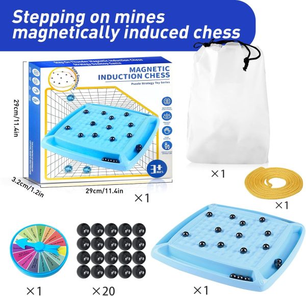 Magnetic Chess Game Magnetism Versus Chess Set, 20 Magnetic Balls Chess Board Game With Punishment Wheel