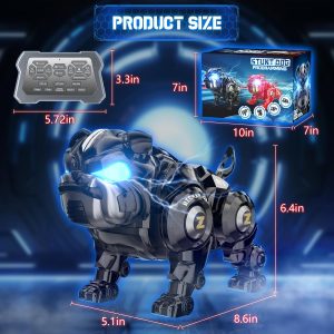 Remote Control Robot Dog Toys For Boys, Rechargeable Programmable Stunt Robot Dog With Singing, Dancing And Touch Functions For Boys Ages 3 4 5 6 7 8 9 10+ Christmas & Birthday Gifts (Black)