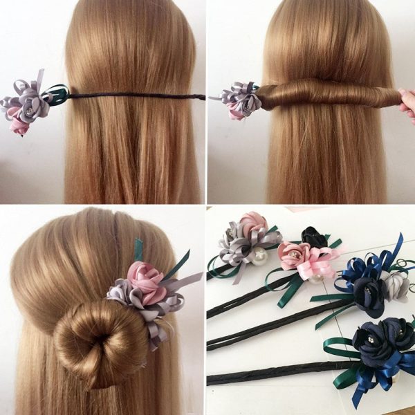 Korean Pearl Flower Hair Bun Accessory