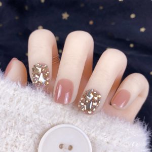 Champagne Gold Diamond Nails